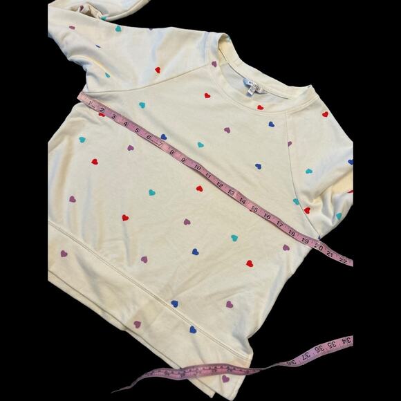 NWOT Wildfox Multicolored on Cream Heart Motif French Terry Sweatshirt Size S - Picture 2 of 7